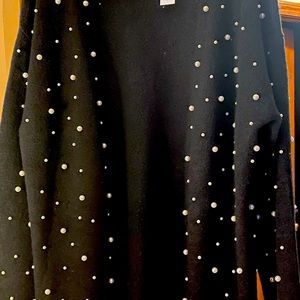 Long black pearl embellished cardigan from New York & Co